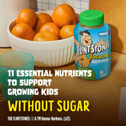 Flintstones Multivitamins for Kids, Sugar Free Kids Multivitamin Gummies, with Vitamins A, C, E, B6 & B12, Raspberry Flavored Gummy Vitamins, 60 Count - dailyvitalstore
