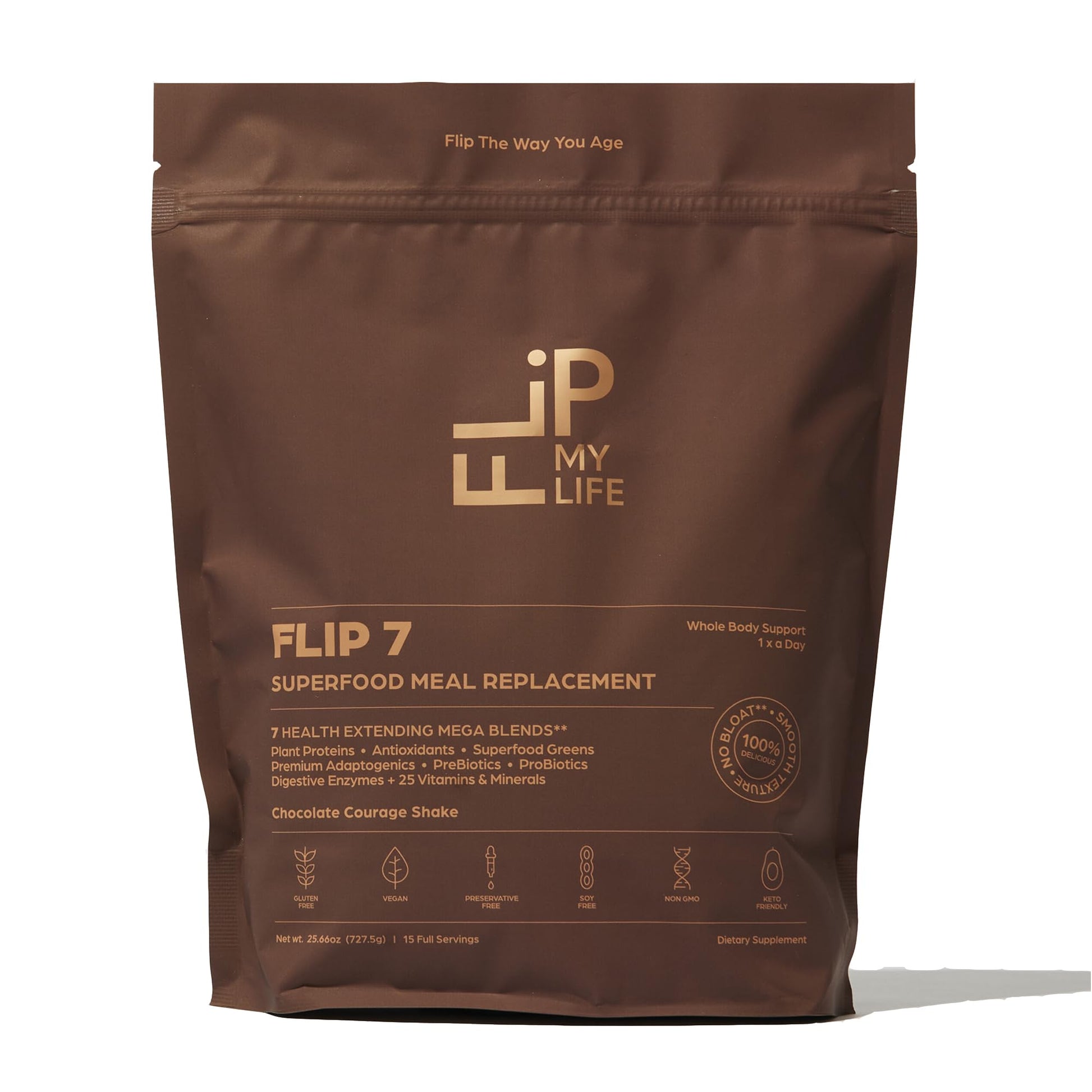 Flip My Life, Flip 7 Natural SuperFood, Plant-Based Protein, Complete Meal Replacement to Support Healthy Gut, 7 Mega Nutrient Rich Blends - dailyvitalstore