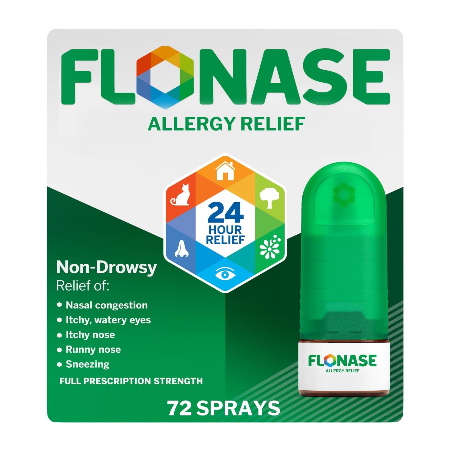 Flonase Allergy Relief Nasal Spray, 24 Hour Non Drowsy Allergy Medicine, Metered Nasal Spray - 72 Sprays - Fall and Seasonal Allergy Relief - dailyvitalstore