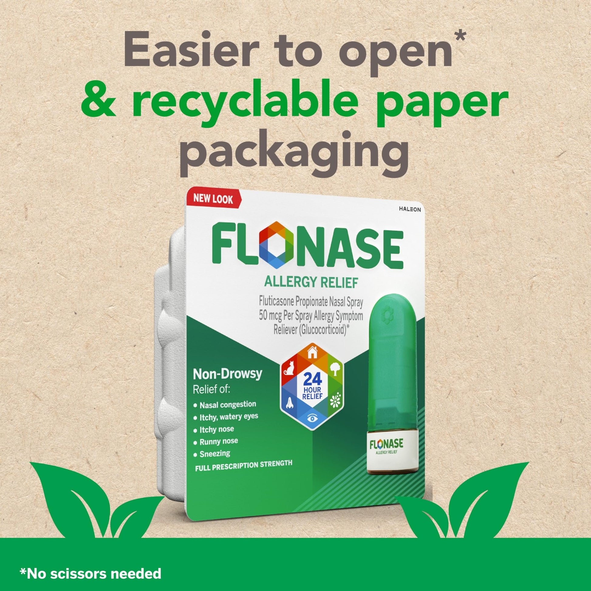 Flonase Allergy Relief Nasal Spray, 24-Hour Non-Drowsy Multi-Symptom Relief 144 Sprays, Bonus Pack of Tissues - dailyvitalstore