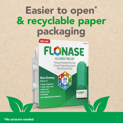 Flonase Allergy Relief Nasal Spray, 24-Hour Non-Drowsy Multi-Symptom Relief 144 Sprays, Bonus Pack of Tissues - dailyvitalstore