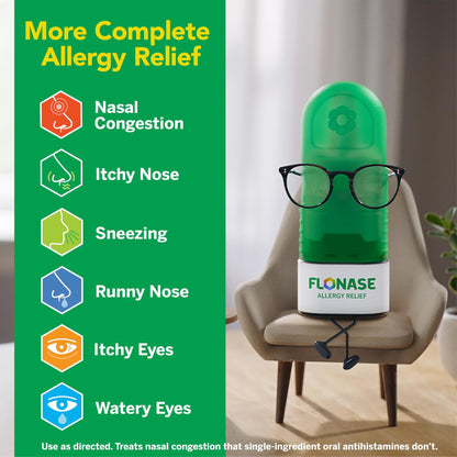 Flonase Allergy Relief Nasal Spray, 24-Hour Non-Drowsy Multi-Symptom Relief 144 Sprays, Bonus Pack of Tissues - dailyvitalstore