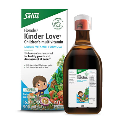 Floradix Kinder Love Children's Multivitamin - Herbal Supplement - Liquid Multivitamin for Kids - Vitamins A, C, D & E, Calcium & More - dailyvitalstore