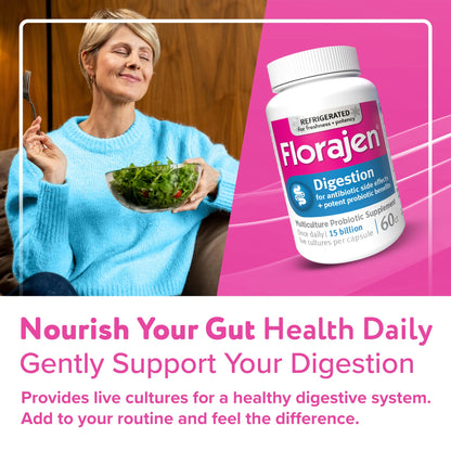 Florajen3 Digestion High Potency Refrigerated Probiotics | Restores Balance in Digestive System | for Antibiotic Side Effects | 60 Capsules - dailyvitalstore