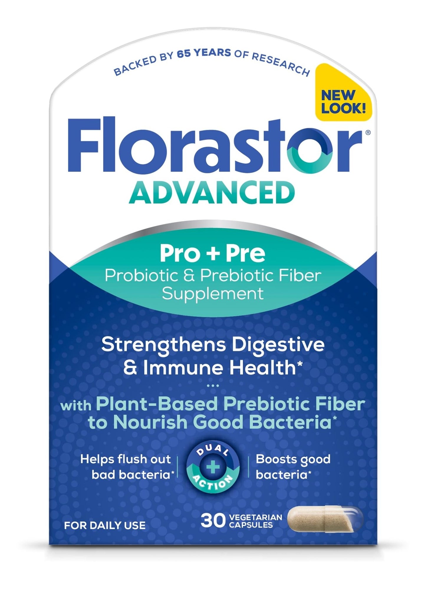 Florastor Advanced Pro+Pre Daily Probiotic and Prebiotic Supplement for Women and Men, Boosts Good Bacteria, Saccharomyces Boulardii - dailyvitalstore
