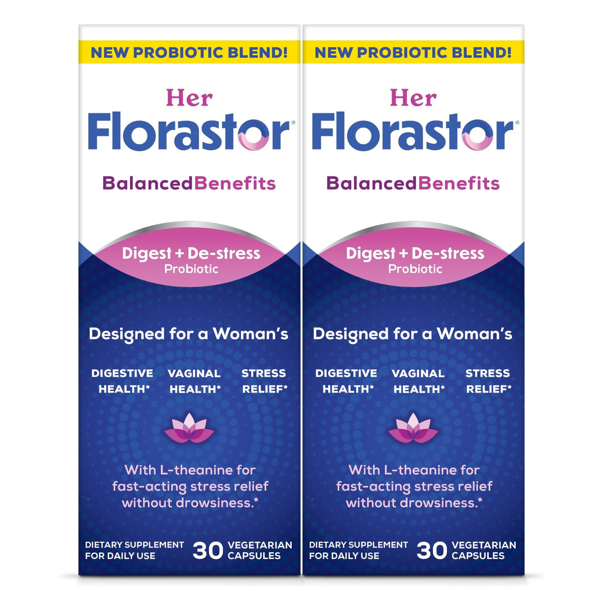 Florastor Probiotics for Women, Digest and De-Stress, Probiotics for Digestive Health, Vaginal Probiotic, and L-Theanine for Mind and Body Wellness, 60 Capsules - dailyvitalstore