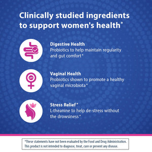 Florastor Probiotics for Women, Digest and De-Stress, Probiotics for Digestive Health, Vaginal Probiotic, and L-Theanine for Mind and Body Wellness, 60 Capsules - dailyvitalstore