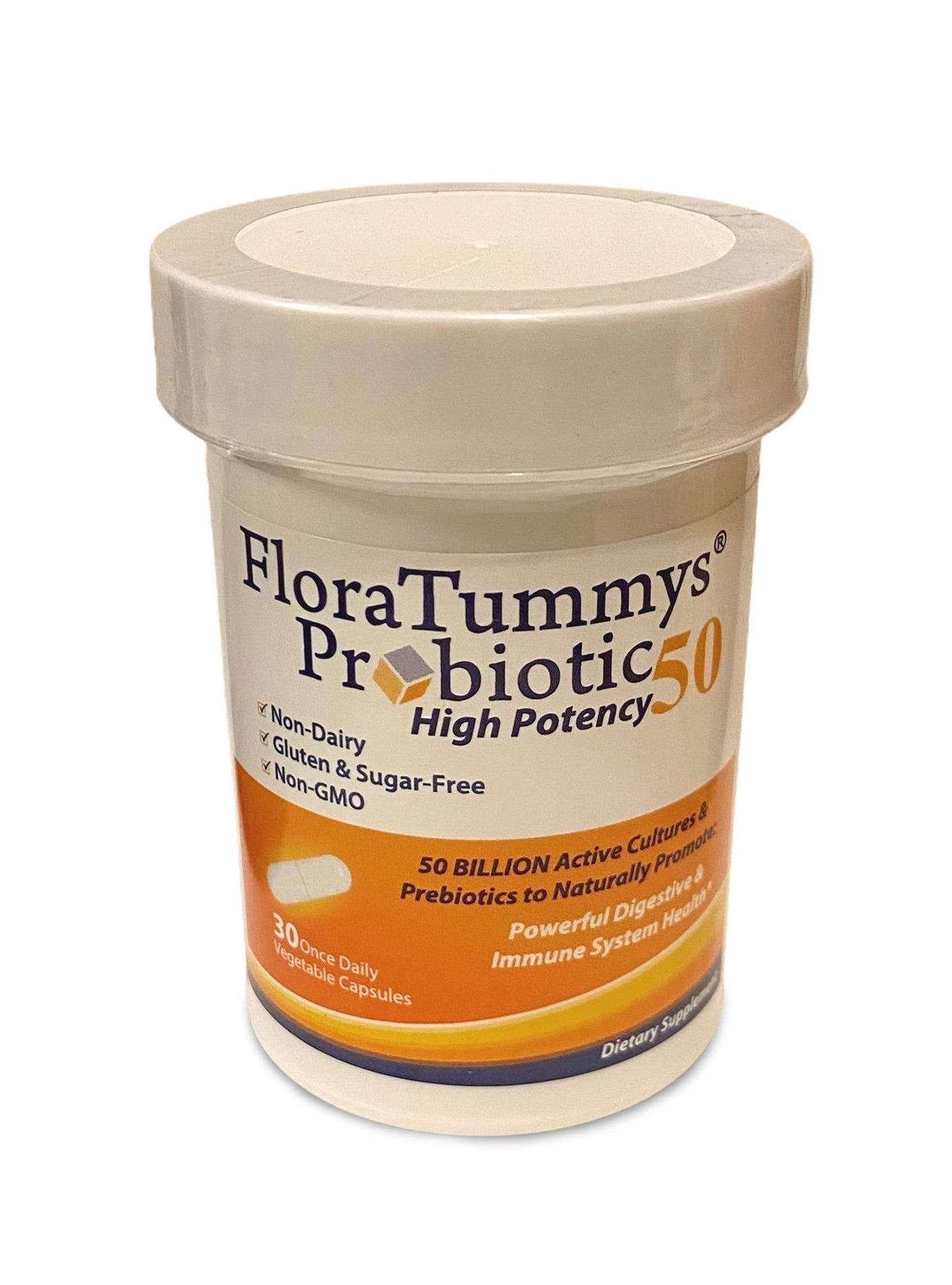 FloraTummys 50 High Potency Adult Probiotic, 50 Billion CFU, Prebiotics, Dairy Free, Gluten Free Probiotic, Non-GMO, Sugar-Free, Made in USA - dailyvitalstore