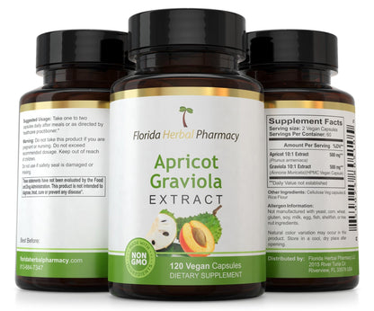 Florida Herbal Pharmacy, Apricot-Graviola Supplement Capsules 10:1 (120 Capsules), 1000 mg Serving (Pack of 1) - dailyvitalstore