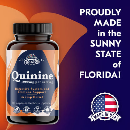 FLORIDA HERBS Quinine for Leg Cramps 1000 mg - 110 Capsules - Cinchona Bark Extract Supplement - Quinine Capsules - Vegan, Non - GMO - dailyvitalstore