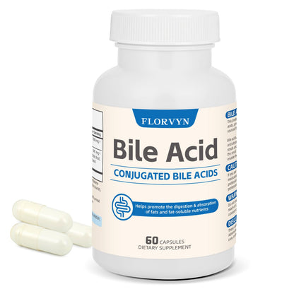Florvyn Conjugated Bile Acid Supplement 1000mg – Supports Fat Digestion & Absorption of Fats & Fat-Soluble Nutrients, Gut Comfort & Nutrient Utilization, 60 Capsules, 30 Day Supply - dailyvitalstore
