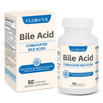 Florvyn Conjugated Bile Acid Supplement 1000mg – Supports Fat Digestion & Absorption of Fats & Fat-Soluble Nutrients, Gut Comfort & Nutrient Utilization, 60 Capsules, 30 Day Supply - dailyvitalstore