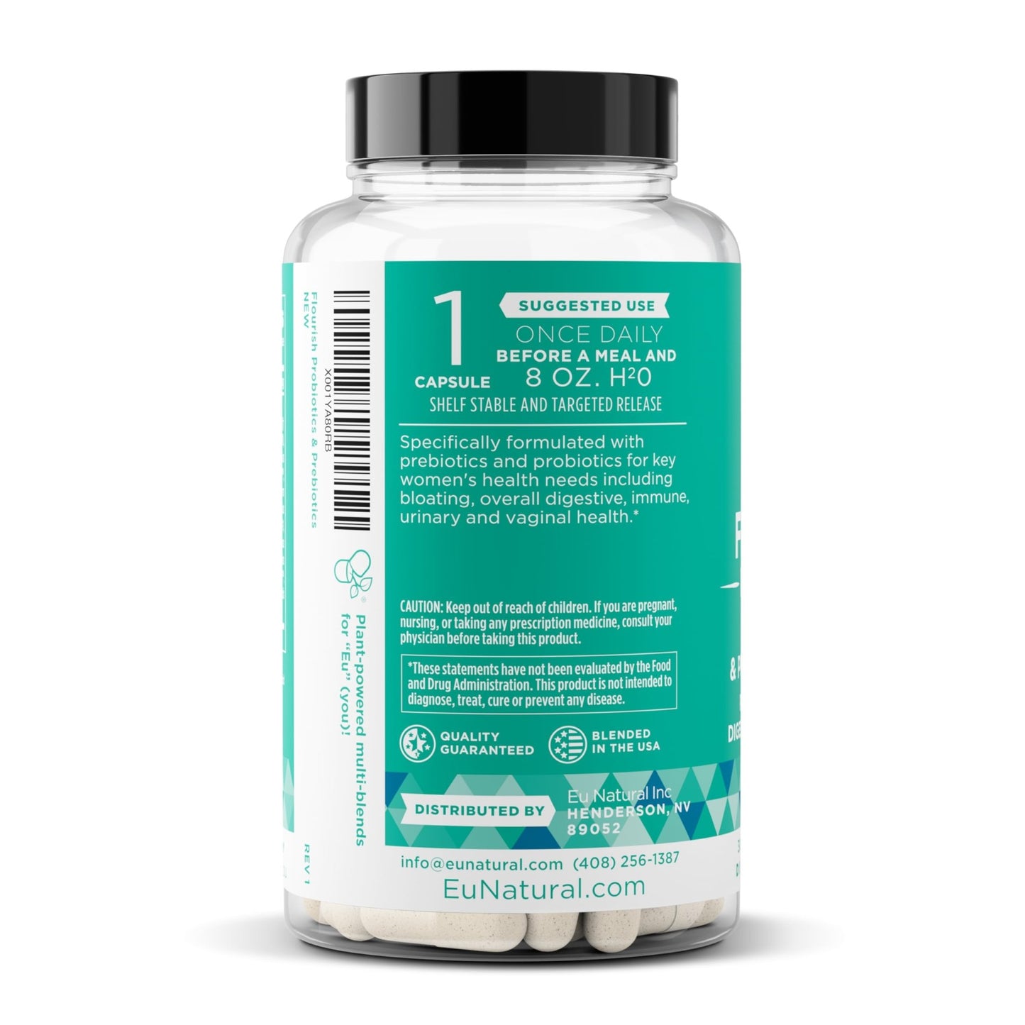 Flourish Probiotics + Prebiotics for Women - Gut and Digestion, Urinary Tract, Reduce Bloating, Vaginal Health - 18 Clinically Proven Strains, 14 Billion CFU - 30 Shelf-Stable Mini Vegan Capsules - dailyvitalstore
