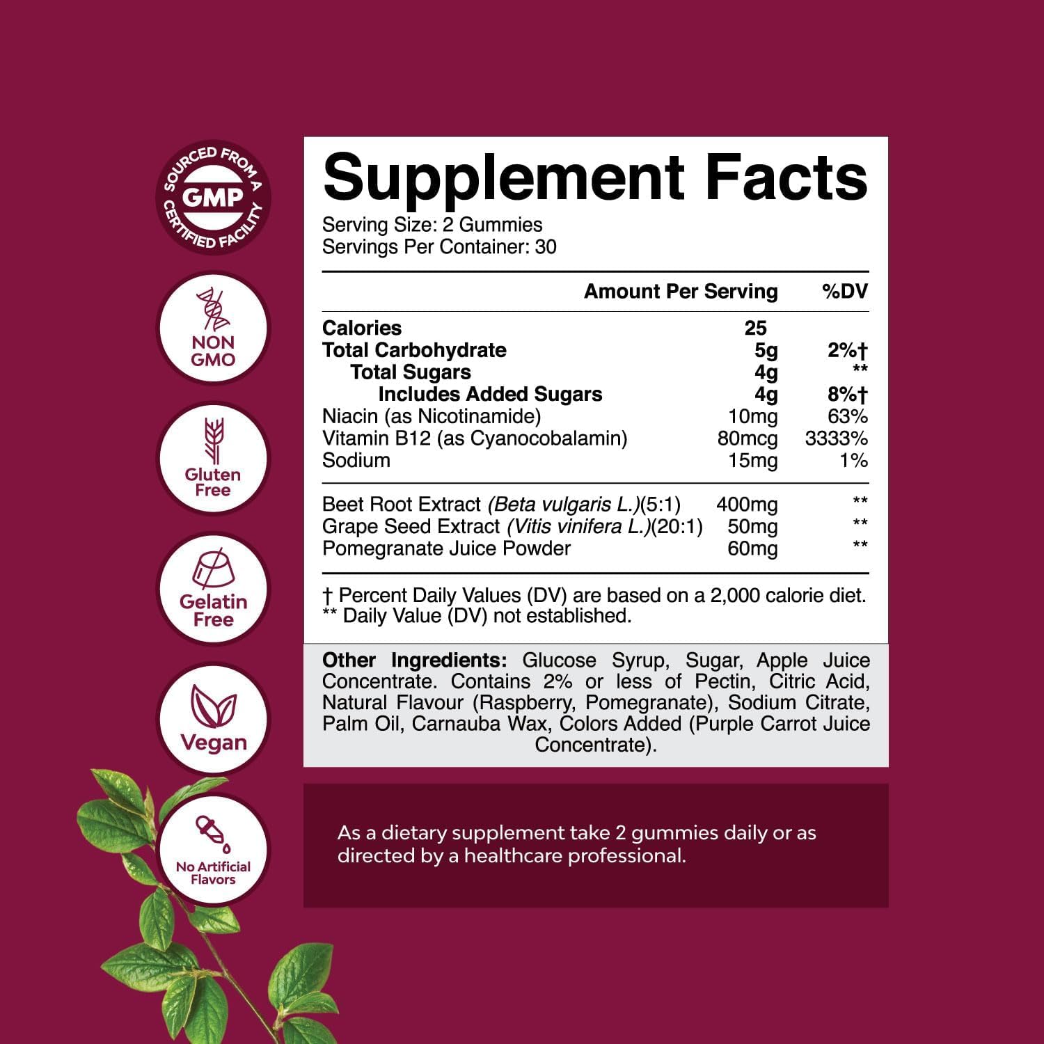 Flow Boosting Beet Root Gummies - Invigorating Beet Gummies for Adults Nitric Oxide Energy & Heart Health Support with Grapeseed Pomegranate & Vitamin B12 - Vegan Non-GMO & Gluten Free - 60 Count - dailyvitalstore