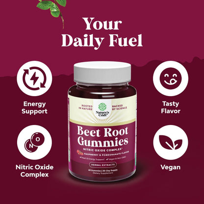 Flow Boosting Beet Root Gummies - Invigorating Beet Gummies for Adults Nitric Oxide Energy & Heart Health Support with Grapeseed Pomegranate & Vitamin B12 - Vegan Non-GMO & Gluten Free - 60 Count - dailyvitalstore