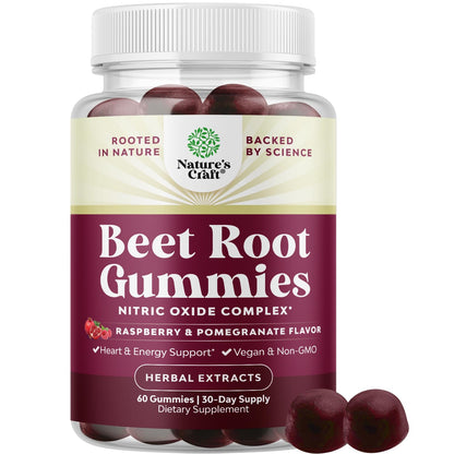 Flow Boosting Beet Root Gummies - Invigorating Beet Gummies for Adults Nitric Oxide Energy & Heart Health Support with Grapeseed Pomegranate & Vitamin B12 - Vegan Non-GMO & Gluten Free - 60 Count - dailyvitalstore