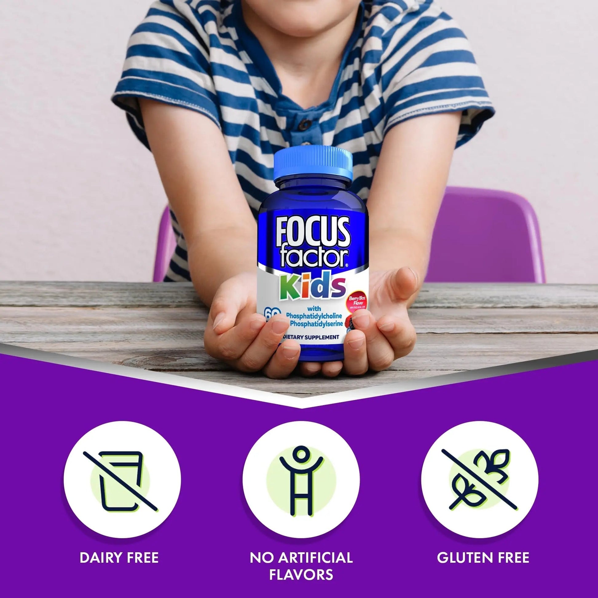 Focus Factor Kids Complete Daily Chewable Vitamins: Multivitamin & Neuro Nutrient (Brain Function) w/Vitamin B12, C, D3-60 Count - dailyvitalstore