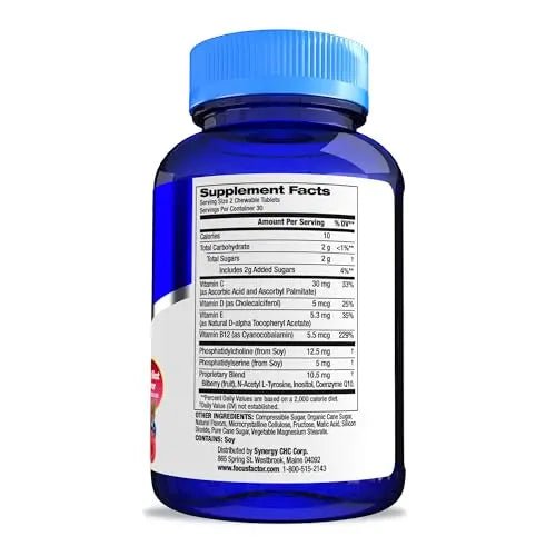 Focus Factor Kids Complete Daily Chewable Vitamins: Multivitamin & Neuro Nutrient (Brain Function) w/Vitamin B12, C, D3-60 Count - dailyvitalstore