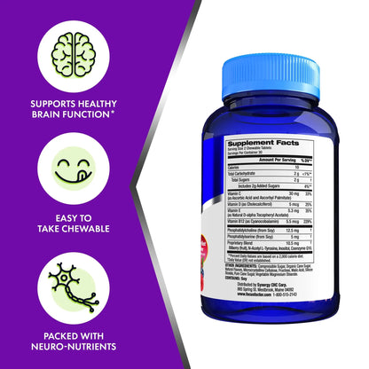 Focus Factor Kids Complete Daily Chewable Vitamins: Multivitamin & Neuro Nutrient (Brain Function) w/Vitamin B12, C, D3-60 Count - dailyvitalstore