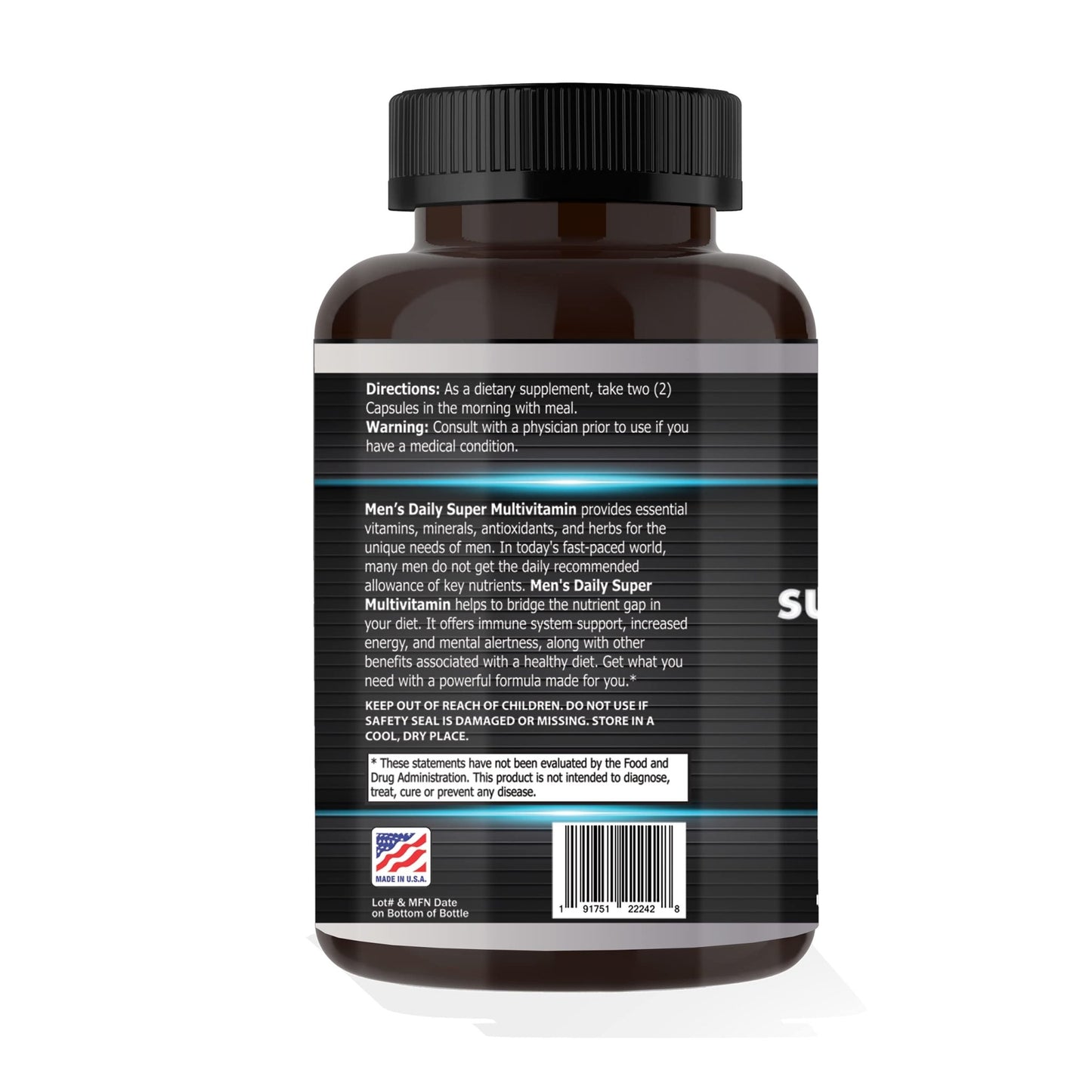 Focus Pharmacology Men's Daily Super Multi-Vitamin for Men - 60 Ct Blend of Vitamins, Minerals, Plus Herbs for Prostate Health and General Energy/Focus - dailyvitalstore
