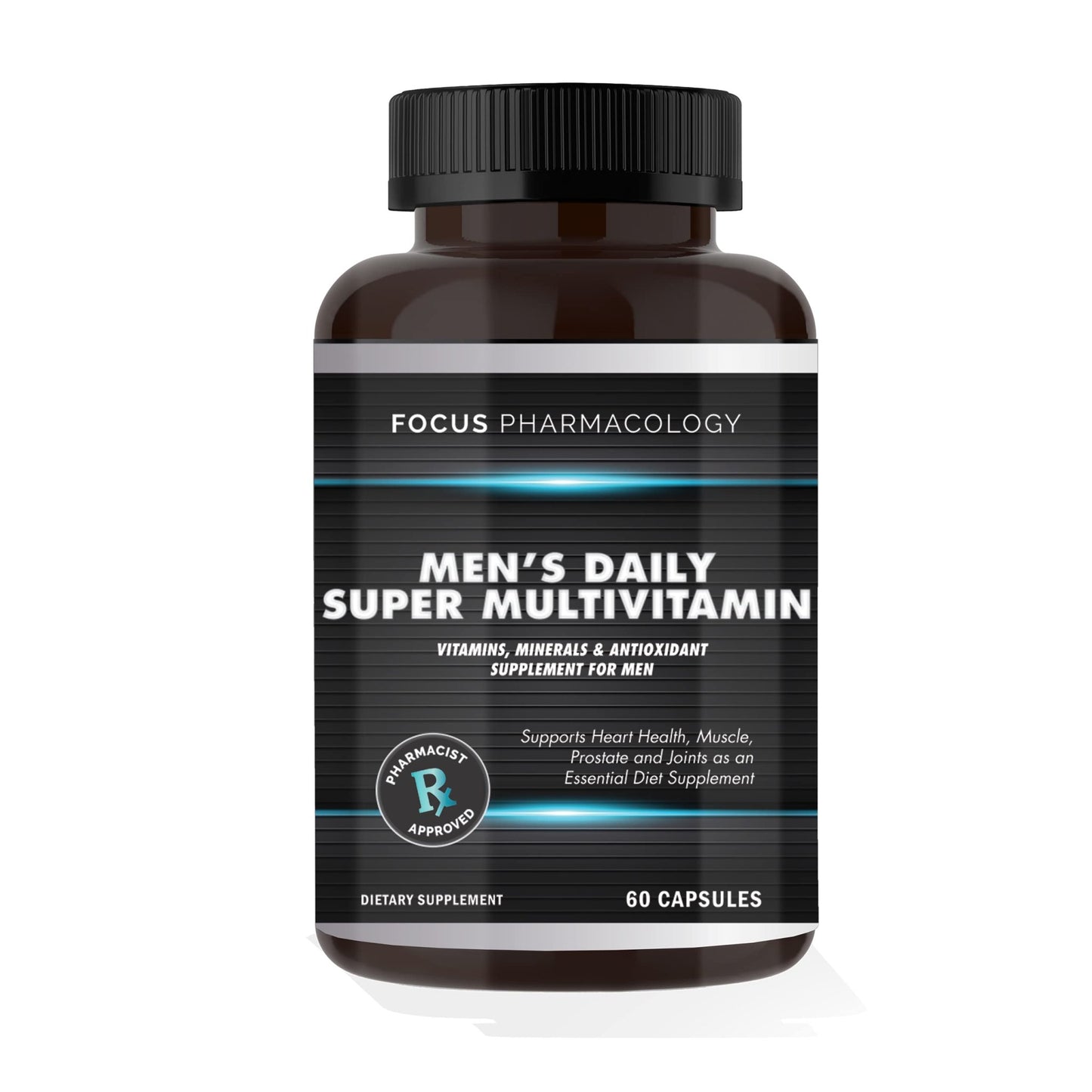 Focus Pharmacology Men's Daily Super Multi-Vitamin for Men - 60 Ct Blend of Vitamins, Minerals, Plus Herbs for Prostate Health and General Energy/Focus - dailyvitalstore