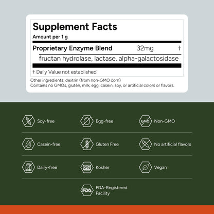 FODZYME® On-The-Go Digestive Enzymes for Gut Health, Relief for Bloating, Gas, Constipation, Diarrhea, Abdominal Pain, Low FODMAP, 30 Dose - dailyvitalstore