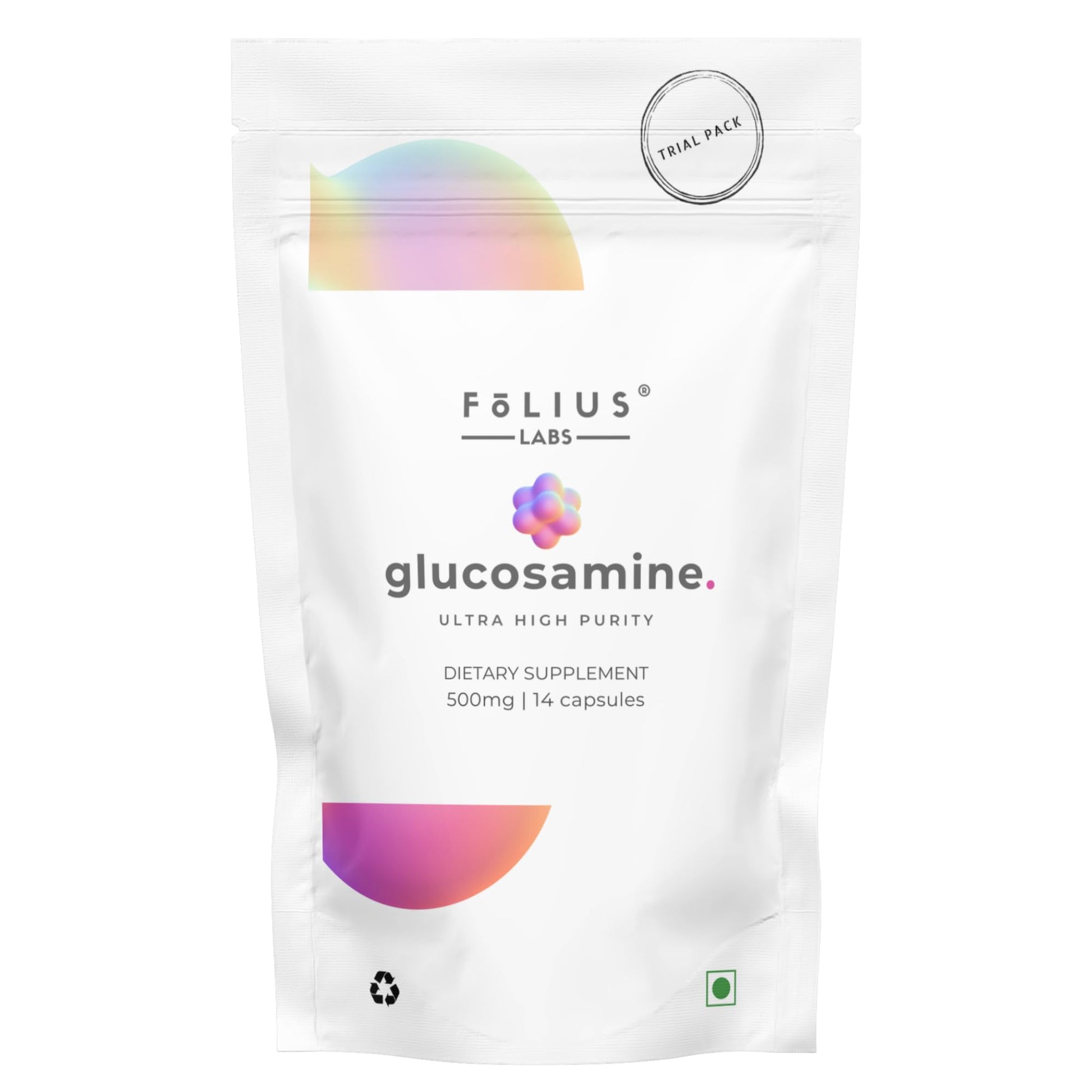 FOLIUS LABS Glucosmine Sulfate Potassium Chloride 750mg for Healthy Joints, Bones and Cartilage — Joint Support Supplement for Men and Women (Trial Pack) - dailyvitalstore