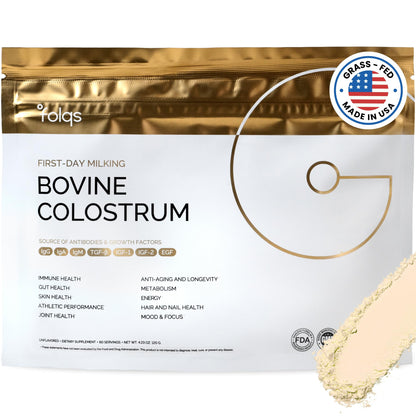 Folqs Bovine Colostrum Powder – First-Day Milking for Immune & Gut Support – 60 Servings – Supports Skin & Tissue Health – Made in USA - Amino Acids, - dailyvitalstore