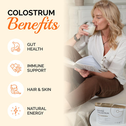 Folqs Bovine Colostrum Powder – First-Day Milking for Immune & Gut Support – 60 Servings – Supports Skin & Tissue Health – Made in USA - Amino Acids, Vitamins, Minerals – Kosher - Sustainably Sourced - dailyvitalstore