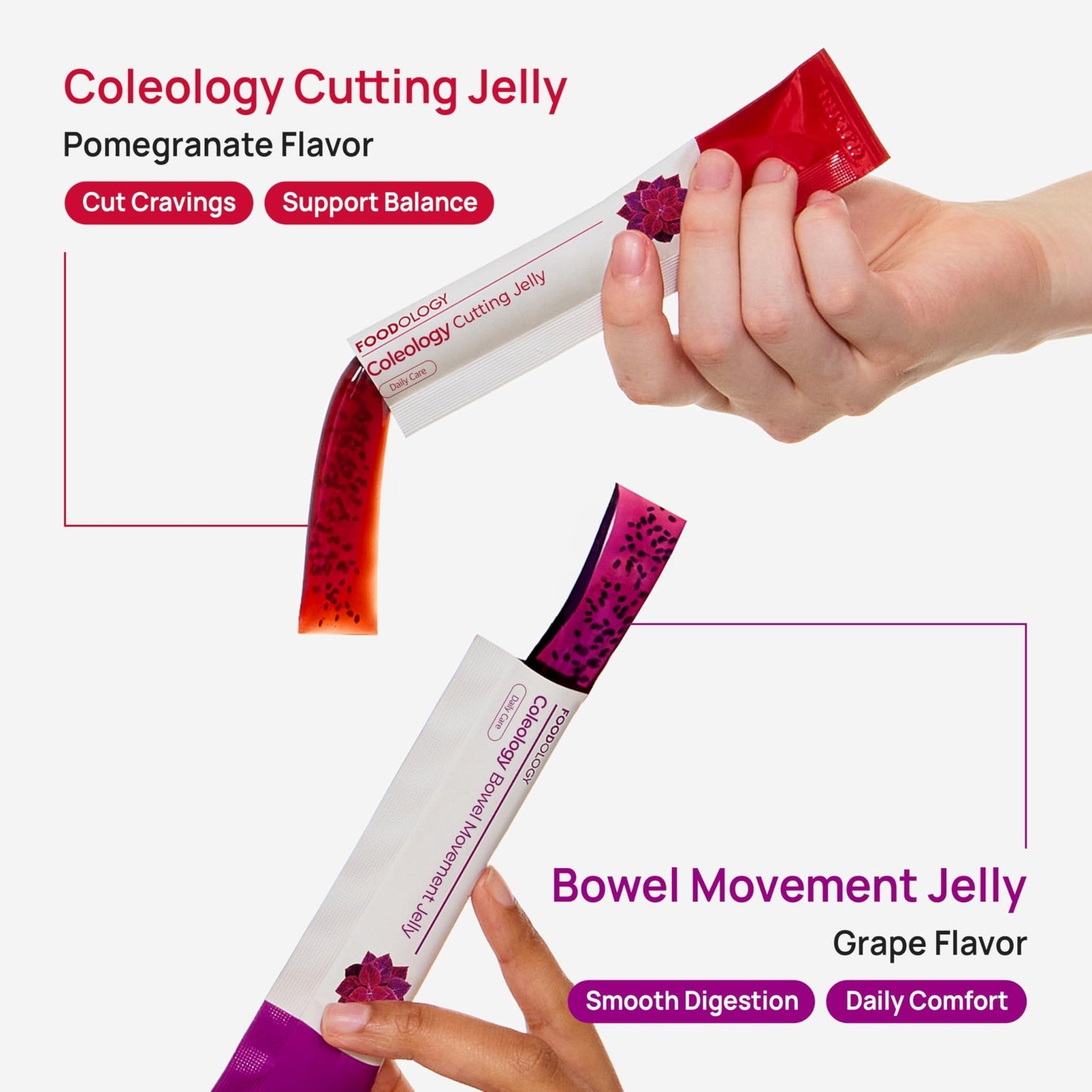 FOODOLOGY Coleology Bowel Movement Jelly (Grape & Prune) – Prebiotic Fiber Supplement for Gut Health & Daily Regularity, Chia Seeds, Korean Supplement – 10 Sticks - dailyvitalstore
