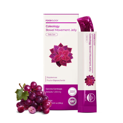 FOODOLOGY Coleology Bowel Movement Jelly (Grape & Prune) – Prebiotic Fiber Supplement for Gut Health & Daily Regularity, Chia Seeds, Korean Supplement – 10 Sticks - dailyvitalstore