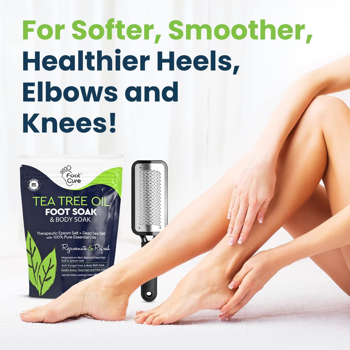 FOOT CURE Exfoliator & Callus Remover Pedicure Set – Care Kit Includes File for Dead Skin, Tea Tree Oil Soak Salts, Urea Cream 40 Percent Removal Gel Made in USA, 4 Piece - dailyvitalstore