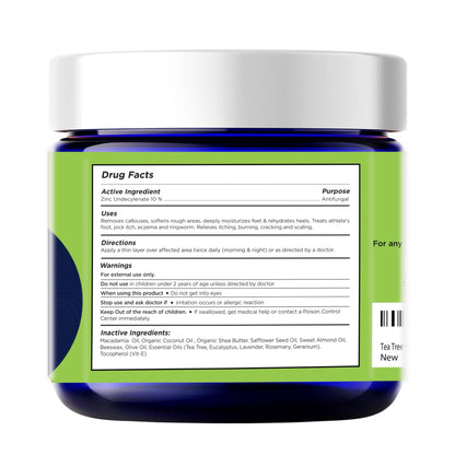 FOOT CURE Tea Tree Oil Balm – Moisturizer for Dry Cracked Feet – Instantly Hydrates & Soothes Irritated Skin & Athlete's Foot – Best Foot Care for Women and Men (Pack of 2) - dailyvitalstore