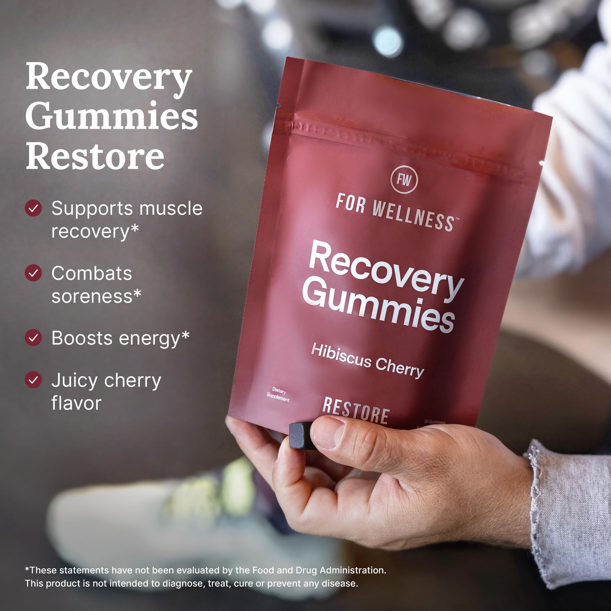 For Wellness Recovery Gummies Restore | Tart Cherry Energy Supplements with Electrolytes for Muscle Soreness, Post-Workout Performance & Recovery - dailyvitalstore