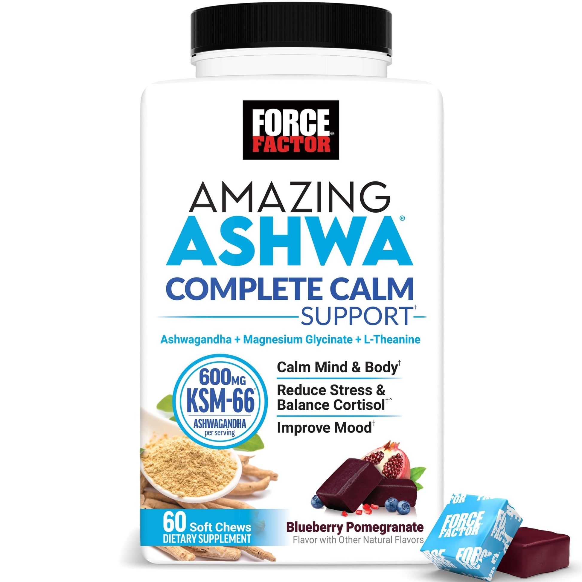 Force Factor Amazing Ashwa Complete Calm Support with KSM-66 Ashwagandha, Like Ashwangandha Gummies to Promote Calm & Relaxation with Magnesium & L-Theanine, - dailyvitalstore