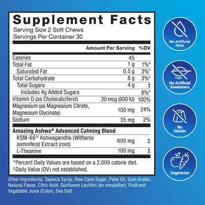 Force Factor Amazing Ashwa Complete Calm Support with KSM-66 Ashwagandha, Like Ashwangandha Gummies to Promote Calm & Relaxation with Magnesium & L-Theanine, - dailyvitalstore