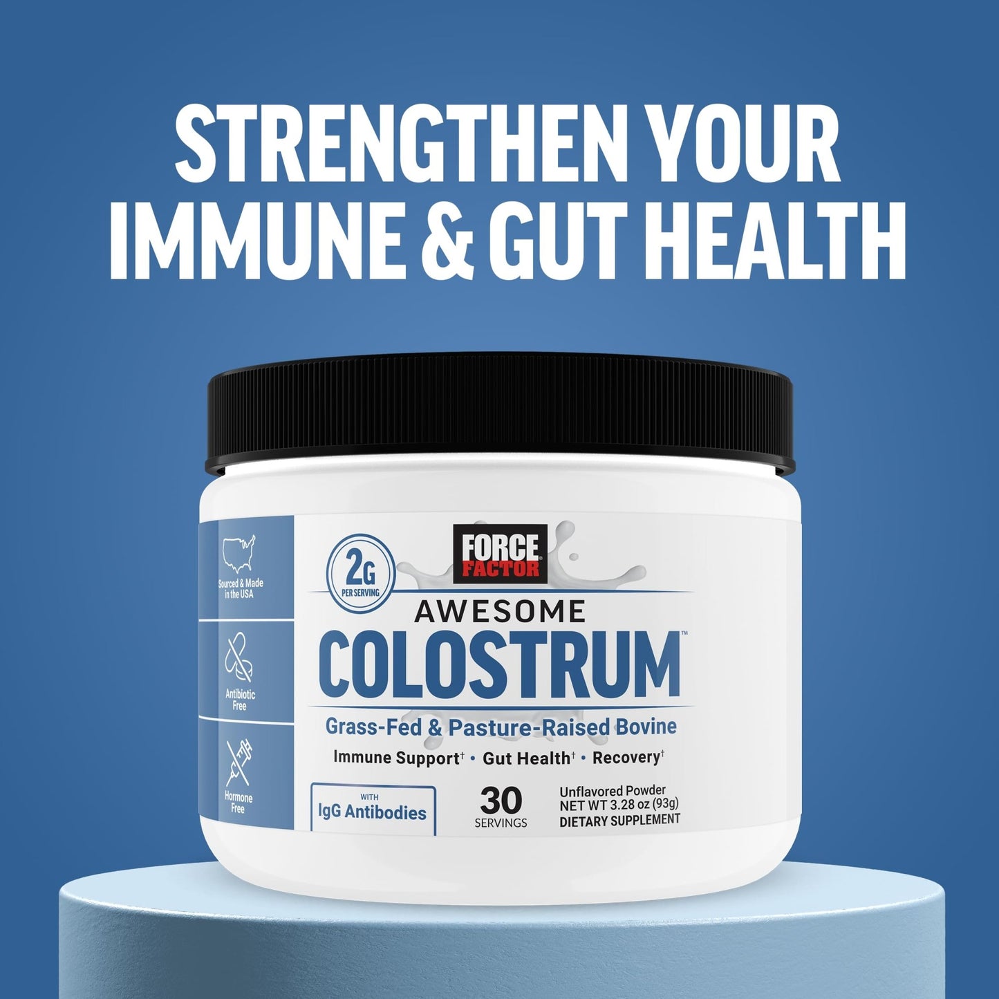 Force Factor Awesome Colostrum to Support Gut Health, Immune Function, Recovery, & More, Bovine Colostrum Supplement, Pasture-Raised, Grass Fed - dailyvitalstore