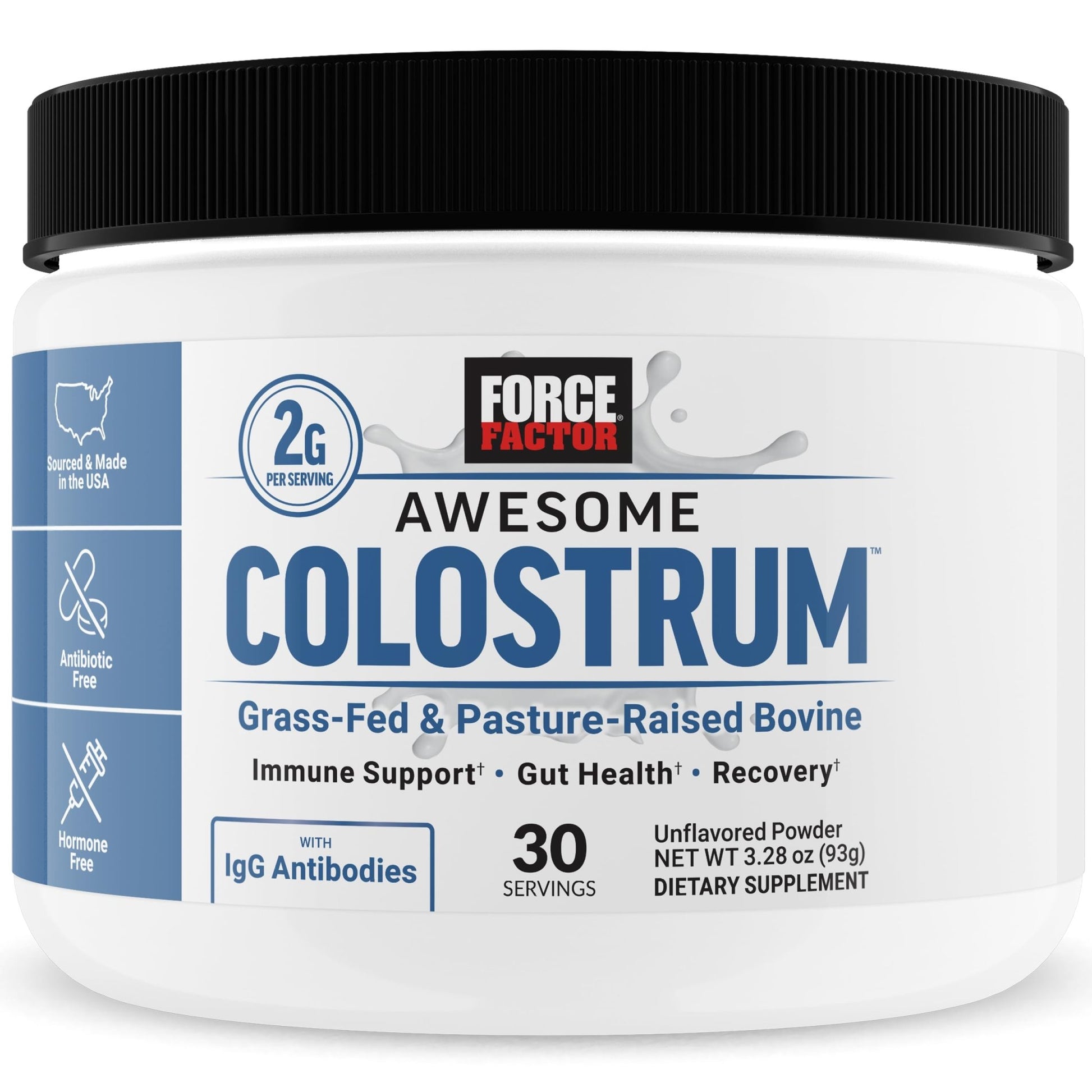 Force Factor Awesome Colostrum to Support Gut Health, Immune Function, Recovery, & More, Bovine Colostrum Supplement, Pasture-Raised, Grass Fed - dailyvitalstore