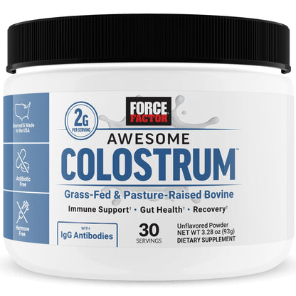 Force Factor Awesome Colostrum to Support Gut Health, Immune Function, Recovery, & More, Bovine Colostrum Supplement, Pasture-Raised, Grass Fed - dailyvitalstore