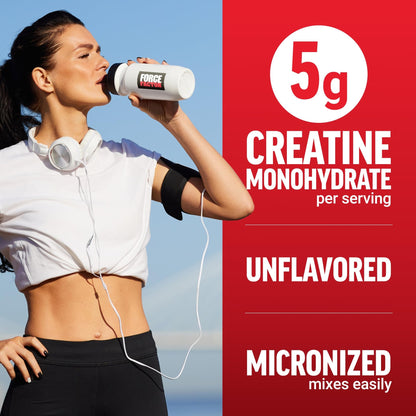 Force Factor Creatine Monohydrate Powder, 5g Micronized Dose to Support Muscle Growth, Strength, Recovery, Cognitive Health & Memory, Unflavored, 200 Servings - dailyvitalstore