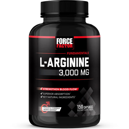 Force Factor L-Arginine Nitric Oxide Supplement with BioPerine to Help Build Muscle and Support Stronger Blood Flow, Circulation, Nutrient Delivery - dailyvitalstore