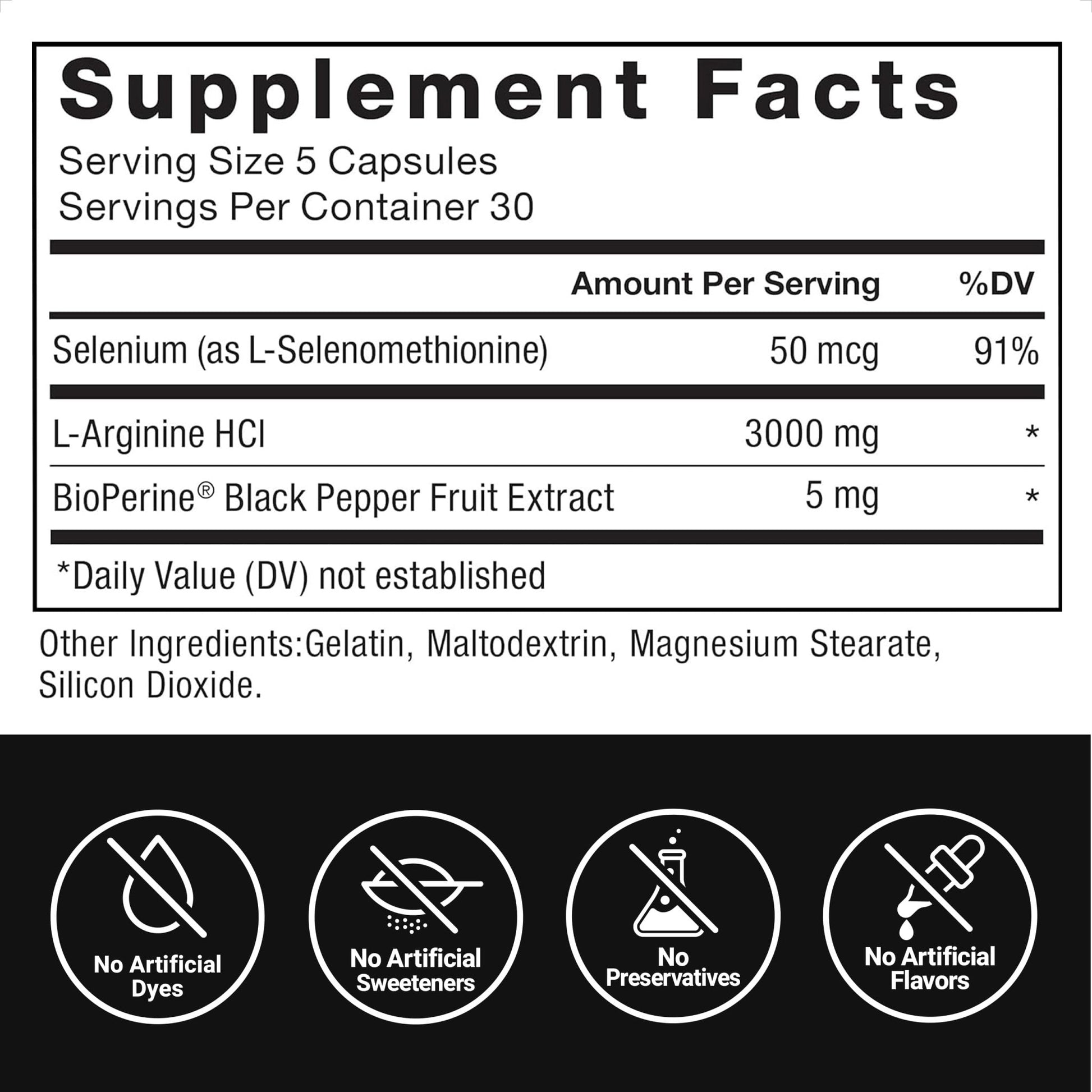 Force Factor L-Arginine Nitric Oxide Supplement with BioPerine to Help Build Muscle and Support Stronger Blood Flow, Circulation, Nutrient Delivery - dailyvitalstore