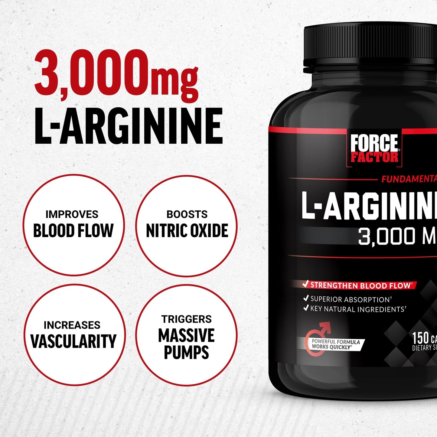 Force Factor L-Arginine Nitric Oxide Supplement with BioPerine to Help Build Muscle and Support Stronger Blood Flow, Circulation, Nutrient Delivery - dailyvitalstore