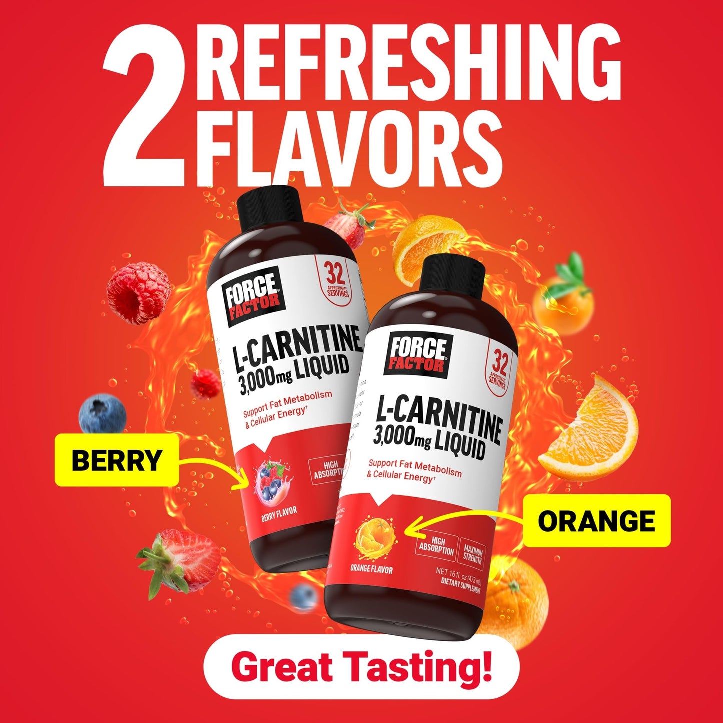 Force Factor L-Carnitine Liquid 3000mg, Maximum Strength Supplement to Support Fat Metabolism, Cellular Energy & Muscle Recovery, High Absorbing - dailyvitalstore