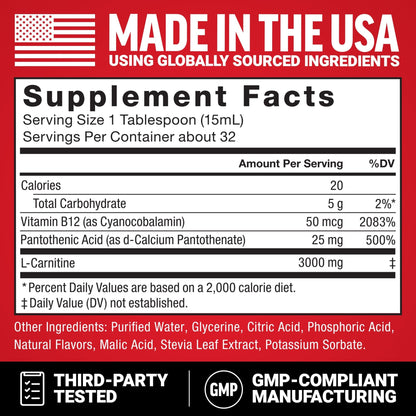 Force Factor L-Carnitine Liquid 3000mg, Maximum Strength Supplement to Support Fat Metabolism, Cellular Energy & Muscle Recovery, High Absorbing - dailyvitalstore