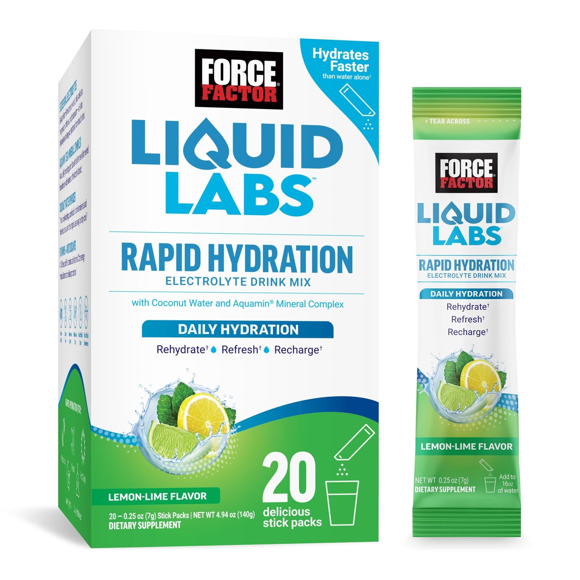 Force Factor Liquid Labs Electrolytes Powder Packets—Lemon Lime—Hydration Packets to Make Electrolyte Water with 5 Essential Electrolytes, Vitamins, Minerals - dailyvitalstore
