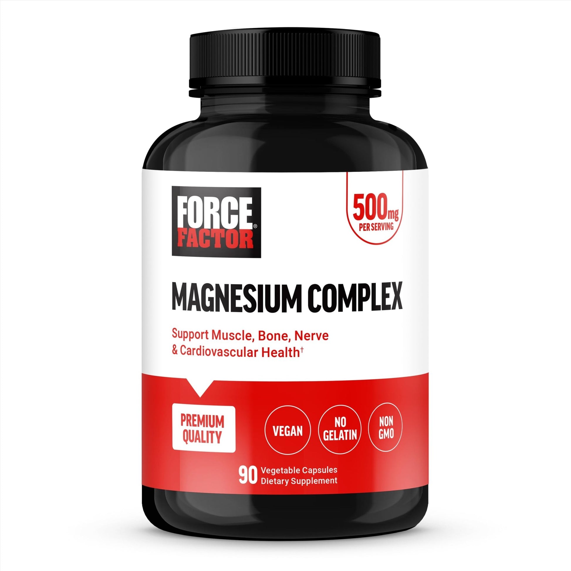Force Factor Magnesium Complex Supplement to Support Muscles, Bones, Nerves, and Cardiovascular Health, Magnesium Glycinate, Magnesium Citrate, and Magnesium Oxide, Vegan, Non-GMO, 90 Capsules - dailyvitalstore