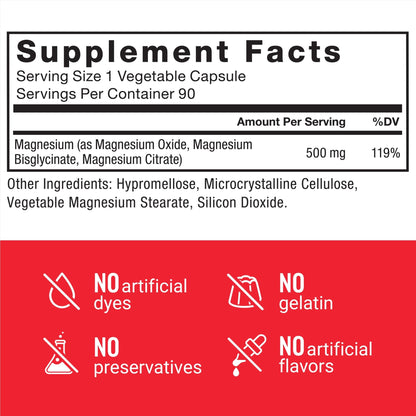 Force Factor Magnesium Complex Supplement to Support Muscles, Bones, Nerves, and Cardiovascular Health, Magnesium Glycinate, Magnesium Citrate, and Magnesium Oxide, Vegan, Non-GMO, 90 Capsules - dailyvitalstore