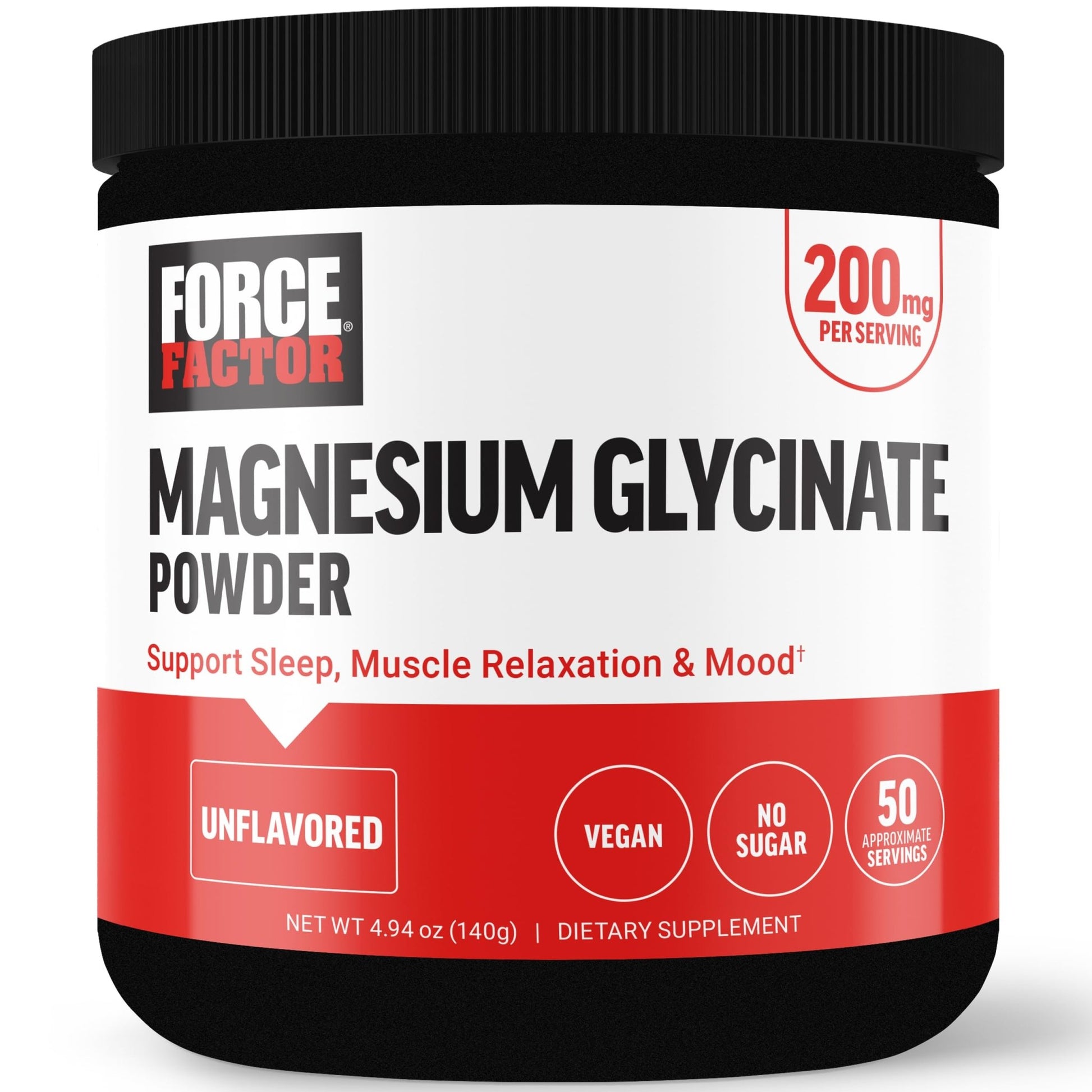 Force Factor Magnesium Glycinate 200mg, Magnesium Supplement for Women and Men to Support Sleep, Muscle Relaxation, and Mood, High Absorption, Vegan, 50 Servings - dailyvitalstore