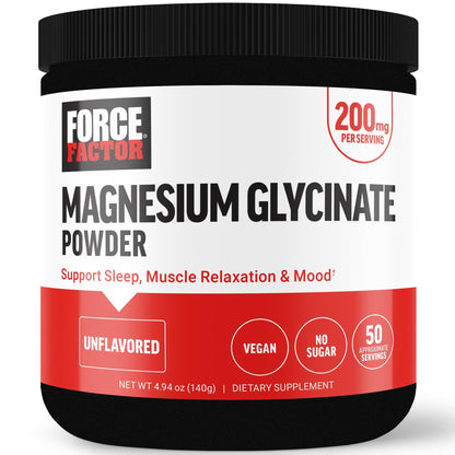 Force Factor Magnesium Glycinate 200mg, Magnesium Supplement for Women and Men to Support Sleep, Muscle Relaxation, and Mood, High Absorption, Vegan, 50 Servings - dailyvitalstore